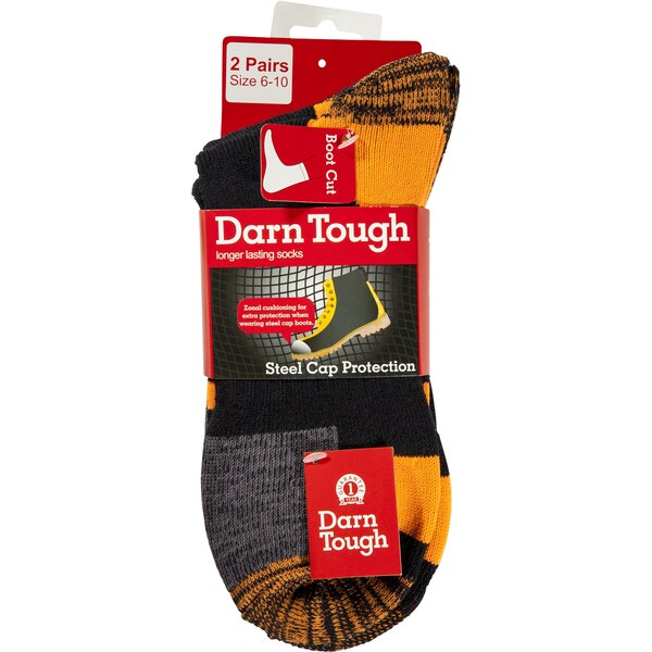 Darn Tough Steel Cap Boot Socks Black/Orange 2 Pack