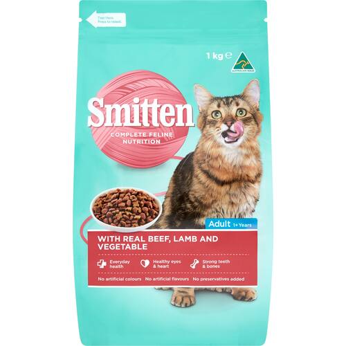 Smitten Cat Food Beef Lamb and Vegetables 1kg bunch