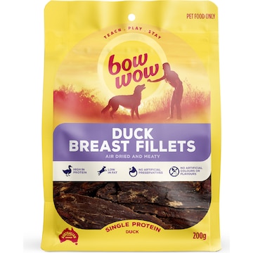 Bow Wow Naturals Duck Fillets Dog Treats 200g Woolworths