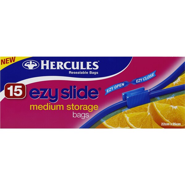Hercules Sandwich Bags Ezy Slide Medium 15 Pack