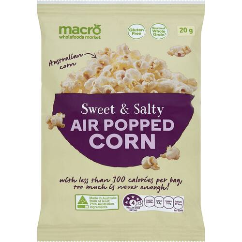 Macro Air Popped Popcorn Salted and Sweet 20g bunch
