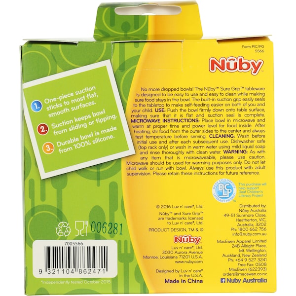 Nuby Sure Grip Suction Bowl  Each