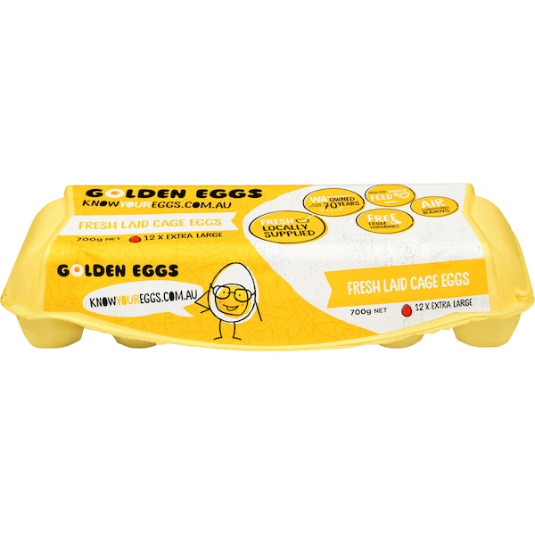 Golden Eggs 12 Extra Large Caged Eggs 700g