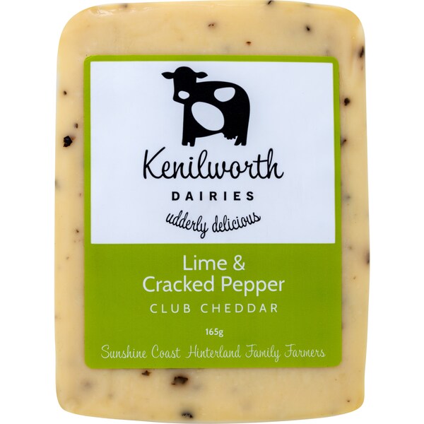 Kenilworth Dairies Lime & Cracked Pepper Club Cheddar 165g