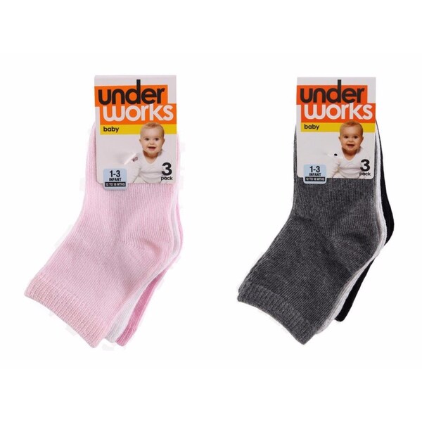 Underworks Infant Socks Plain Crew 3 Pack