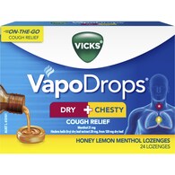 Vicks Dry + Chesty Honey Lemon Menthol Lozenges