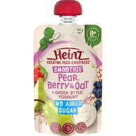 Heinz Smoothie Pear Berry Oat Greek Yoghurt Baby Food 8+ M