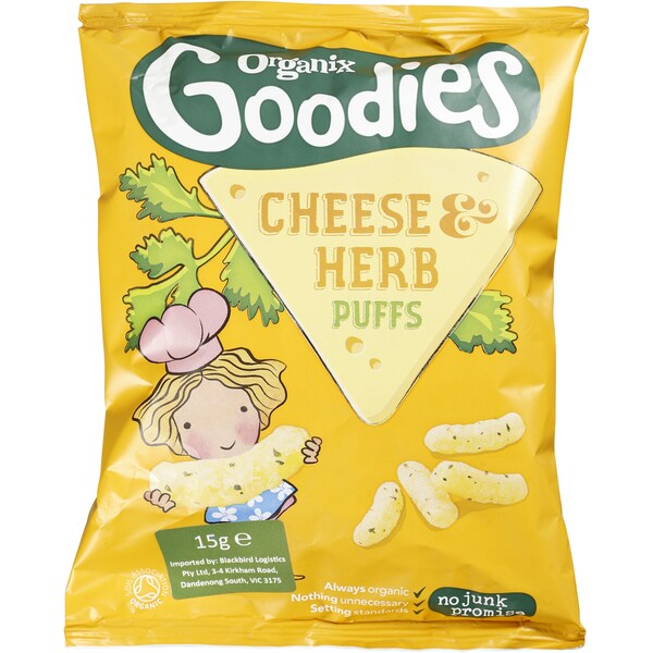 Organix Goodies 12 Months+ Cheese & Herb Puffs 15g