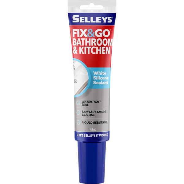 Selleys Fix & Go Kitchen & Bathroom White Silicone Sealant each