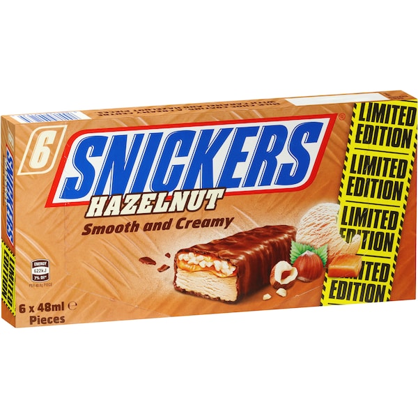 Snickers Hazelnut Frozen Bars 6 Pack