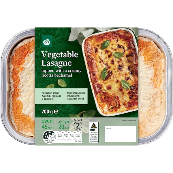 Woolworths Vegetable Lasagne Topped With Ricotta Bechamel 700g