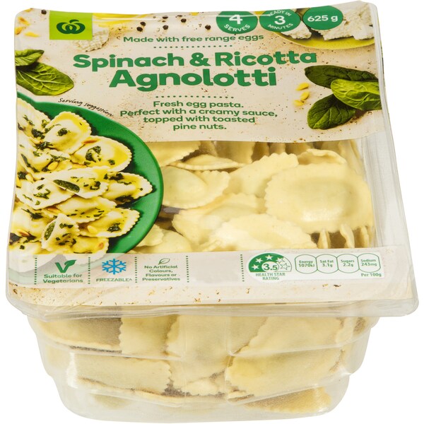 Woolworths Agnolotti Ricotta & Spinach 625g