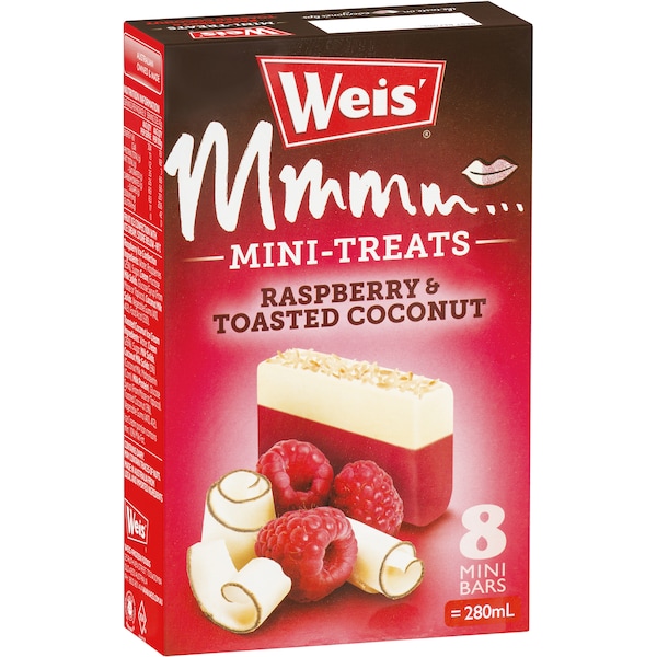 Weis Mini Treats Ice Cream Bar Raspberry & Toasted Coconut 8 Pack
