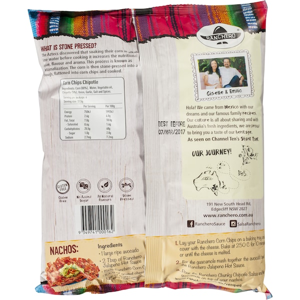 Ranchero Chipotle Corn Chips 150g