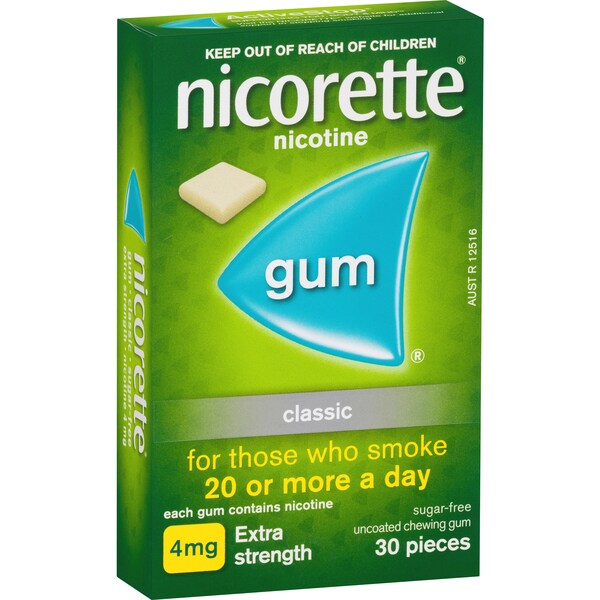 Nicorette Quit Smoking Extra Strength Nicotine Gum Classic 30 pack