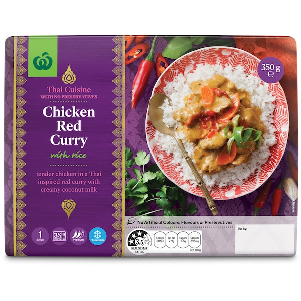 Woolworths Chicken Red Curry With Rice 350g