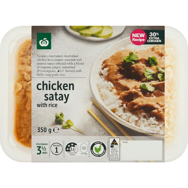 Woolworths Thai Satay Chicken With Rice Chilled Meal 350g