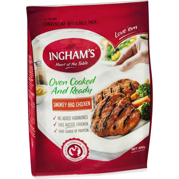 Ingham's Frozen Smokey Bbq Chicken Oven Cooked & Ready 400g