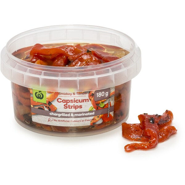 Woolworths Roasted Capsicum Strips Prepacked 180g