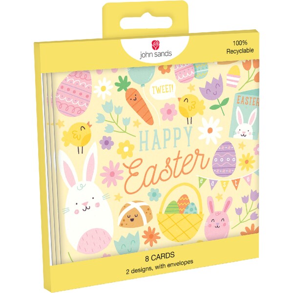 John Sands Easter Greeting Cards Happy Easter 2 Assorted Designs 8 pack