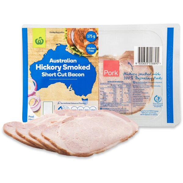 Woolworths Shortcut Bacon Hickory Smoked 175g