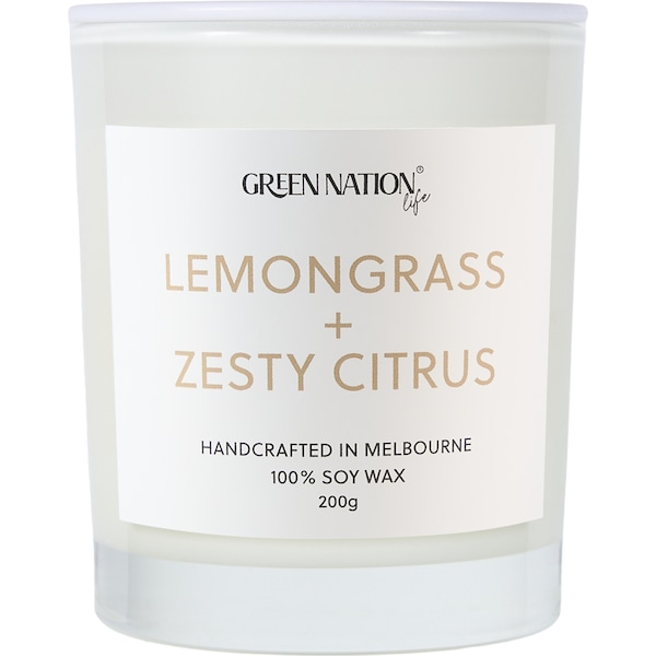Green Nation Soy Wax Candle Lemongrass & Zesty Citrus each