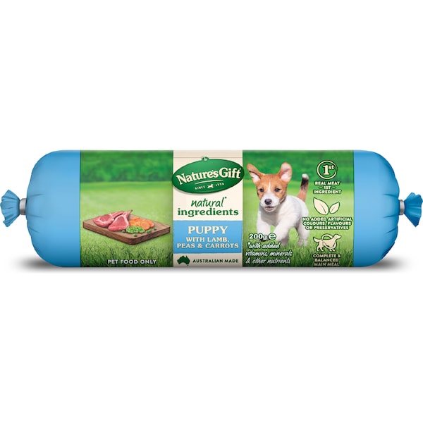 Nature's Gift Lamb Carrots & Peas Roll Chilled Roll Puppy Food 200g
