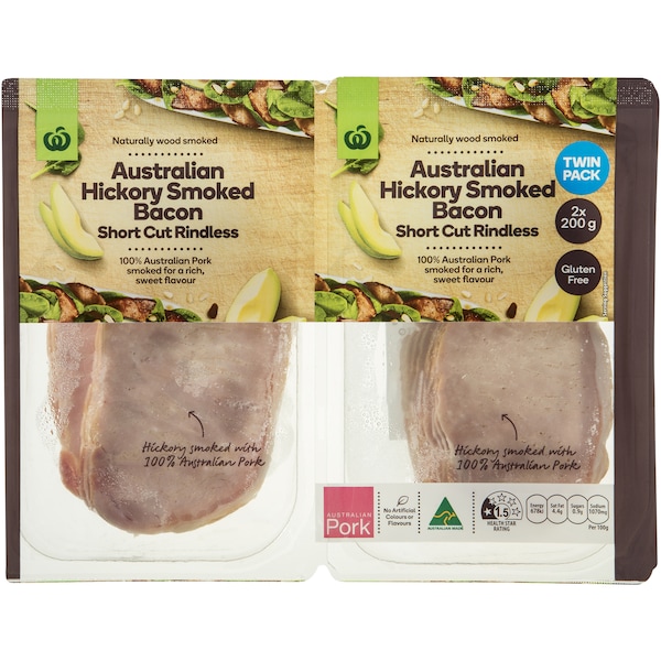 Woolworths Short Cut Bacon Hickory Smoked 400g