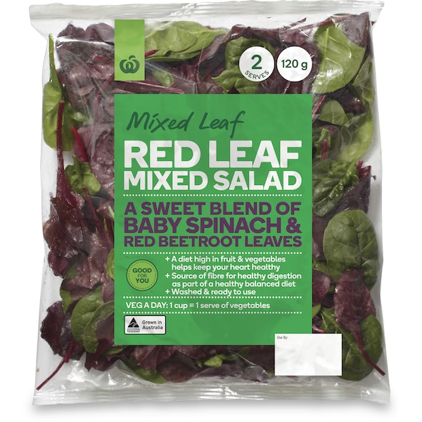 Woolworths Red Leaf Salad Mix 120g