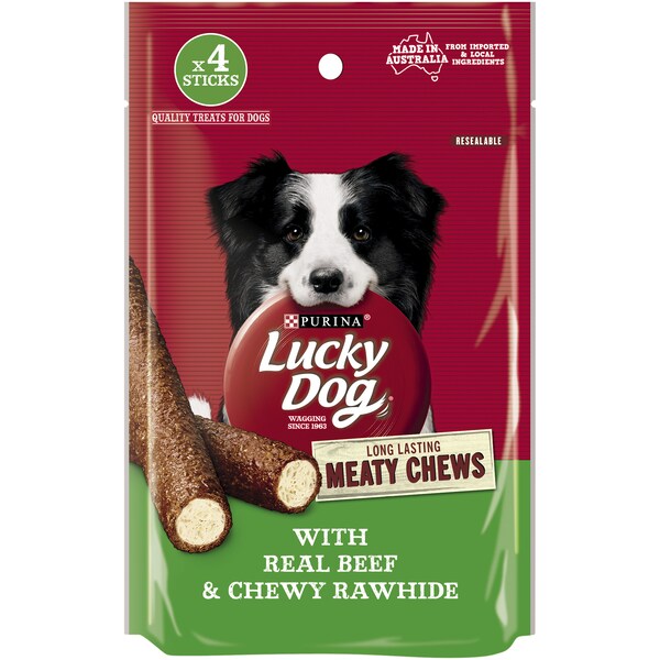 Lucky Dog Adult Meaty Chew Beef Dog Treats 4 Pack