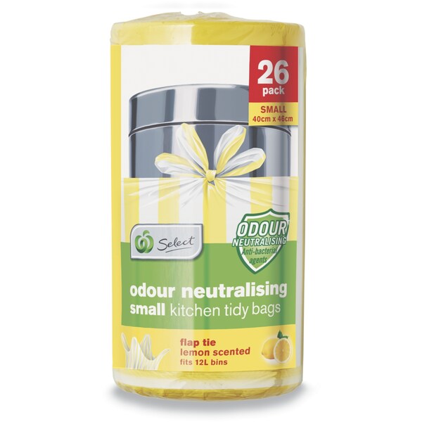 Woolworths Odour Neutralising & Anti-Bacterial Tidy Bags Small 26 Pack