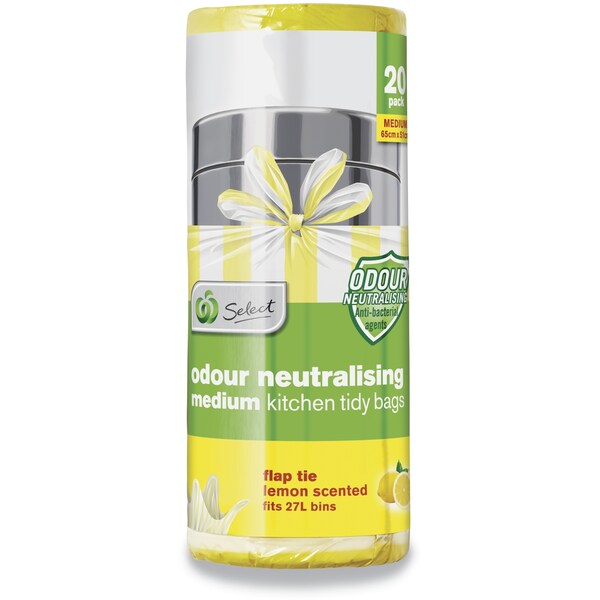 Woolworths Odour Neutralising & Anti-Bacterial Tidy Bags M 20 Pack