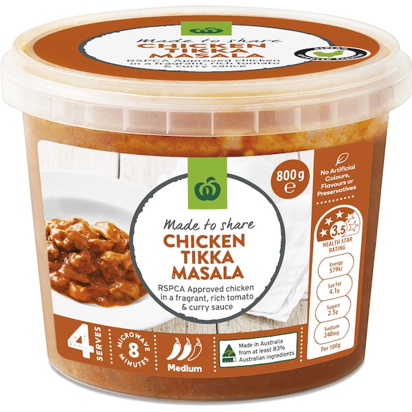 Woolworths Tikka Masala Chilled Meal 800g