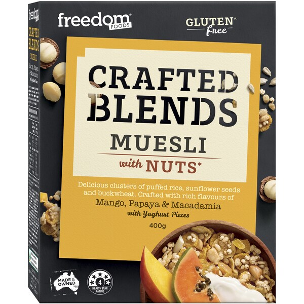Freedom Foods Crafted Blends Mango Macadamia Muesli Gluten Free 400g