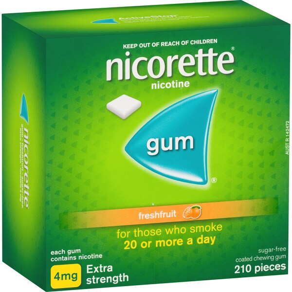 Nicorette Quit Smoking Extra Strength Nicotine Gum Freshfruit 210 pack