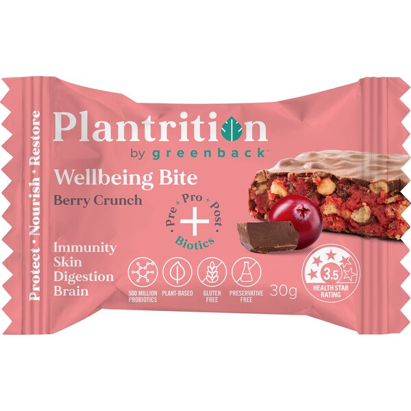 Plantrition Wellbeing Bite Berry Crunch Bar 30g