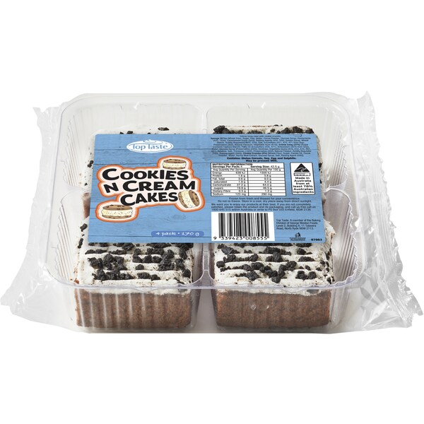 Top Taste Cookies n Cream Cakes 4 Pack