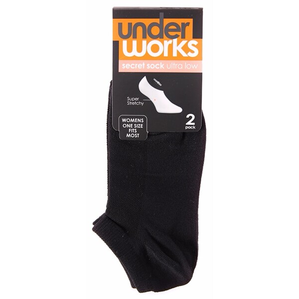 Underworks Ladies Secret Socks Black 2 Pack