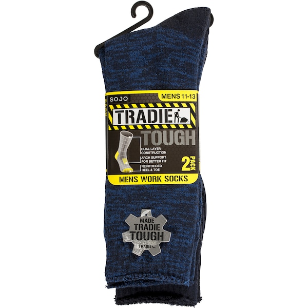 Tradie Mens Work Socks Cotton 11/13 2 Pack