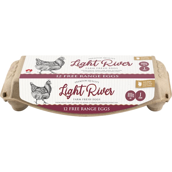 Light River 12 Jumbo Free Range Eggs 800g