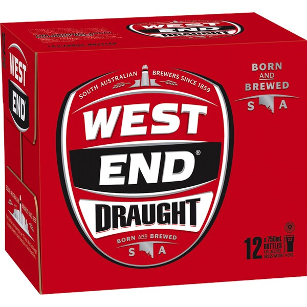 West End Draught Lager Bottles 750mL x 12 pack