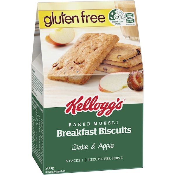 Kellogg's Baked Muesli Date & Apple Gf Snack Biscuits 200g
