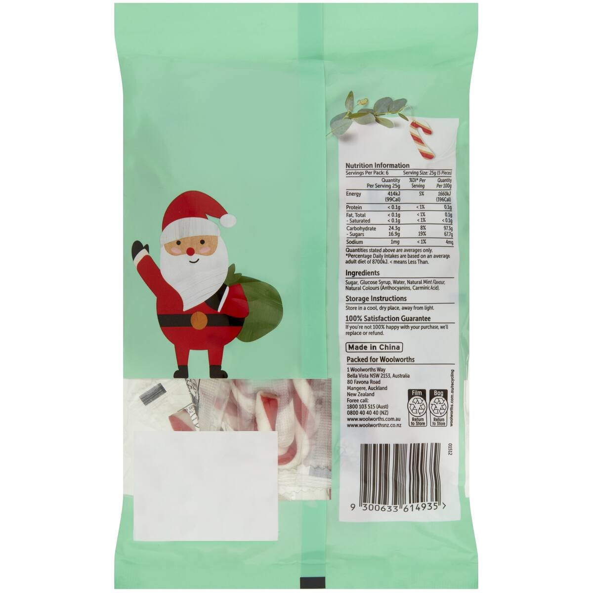 Woolworths Mini Candy Cane Mint 30 Pack bunch