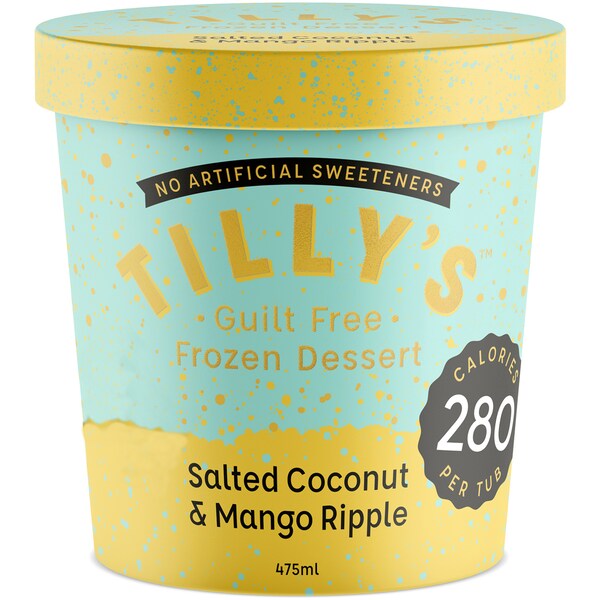 Tilly's Salted Coconut And Mango Ripple Frozen Dessert 475ml