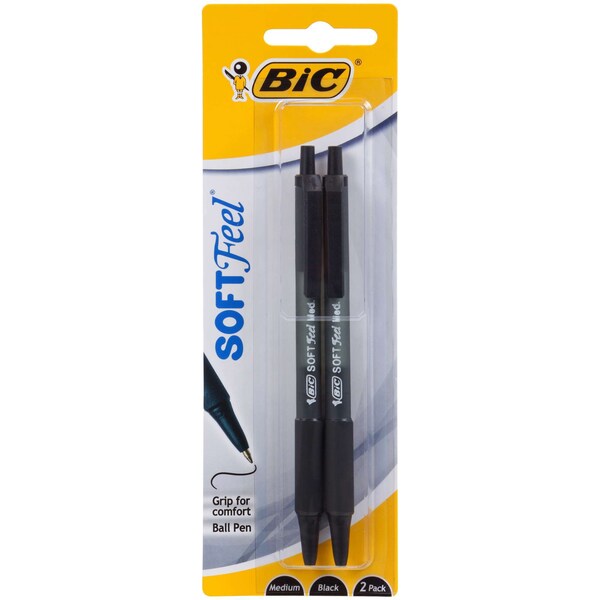 BIC Softfeel Retractable Pen Black 2 pack