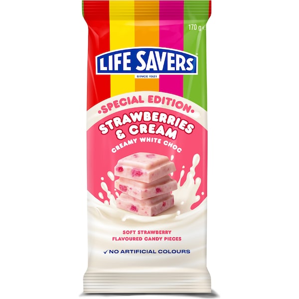 Life Savers Strawberries & Cream White Choc Block 170g
