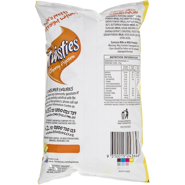 Twisties Popcorn Chs 50g