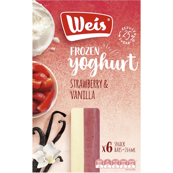 Weis Strawberry & Vanilla Frozen Yoghurt Bar 6 Pack