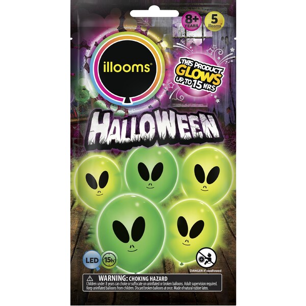 Halloween Illoom Balloons Alien  5 Pack