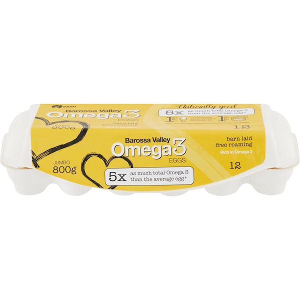 Barossa Valley Estate Omega 3 - 12 Jumbo Barn Laid Eggs 800g